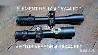 Close-up Element Helix 4-16X44 FFP and Vector Veyron 4-16X44 FFP