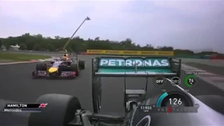 Daniel Ricciardo Overtaking Lewis Hamilton and Fernando Alonso Onboard | Hungarian GP 2014