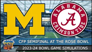 Michigan vs Alabama - CFP Semifinal at the Rose Bowl Game - 1/1 Full Game Highlights - (NCAA 14 Sim)