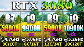 Ryzen 7 5800X @4.7GHz vs Core i9 9900K @5.0GHz vs Ryzen 9 5900X @4.7GHz vs Core i9 10900K @5.2GHz