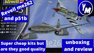 me 262 and p51 mustang revell 1/72 scale model kit unboxing and review
