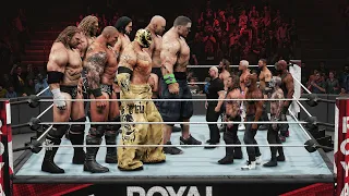 WWE 2K Giant WWE Superstars vs Mini AEW Superstars Royal Rumble Match!