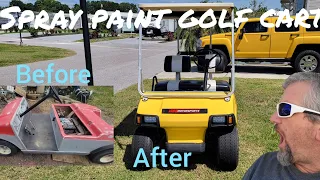 Spray paint makeover Golf Cart restoration, Hurricane Ian flood Club Car, (Hummer cart) Ezgo TXT