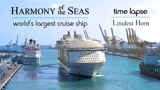 Harmony of the Seas biggest cruise ship time-lapse departing in Barcelona