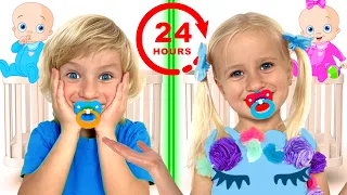 Baby 24 hours Challenge with Katya and Dima