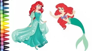 Disney - Princess Ariel the little mermaid Coloring page Fun for kids to Learn Arts and Colors