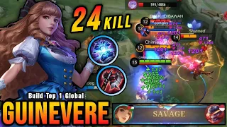 AUTO SAVAGE!! 24 Kills Guinevere New Build Insane LifeSteal - Build Top 1 Global Guinevere ~ MLBB