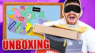 *UNBOXING* Throwing a Dart at a Map and BUYING Whatever it Lands on! ($1,000 CHALLENGE WISH, AMAZON)