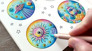 How to color a Bright Galaxy in Small Victories! 🌈🚀 from Johanna Basford