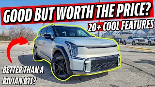 Is the 2024 KIA EV9 BETTER than a RIVIAN R1S?! 20+ COOL and INTERESTING FEATURES of this 3 ROW SUV!