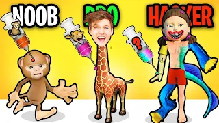 NOOB vs PRO vs HACKER In MERGE ANIMALS 3D!? (ALL LEVELS!)