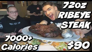 72oz RIBEYE STEAK CHALLENGE (4.4Lb) In New York!! Man vs Food - Stickyface BBQ