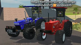 Mega Ramp Jumping Challenge Mahindra575 🆚Sonalika35 in Indian vehicle simulator 3d game #tractor