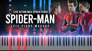 Spider-Man Trio Theme Epic Piano Mashup [MCU Live Action Spider-Verse] (Synthesia Piano Tutorial)