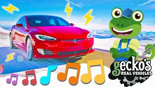 Electric Car Song｜Tesla Model X For Children｜NEW Kids Music｜Gecko's Real Vehicles｜Save The Planet!