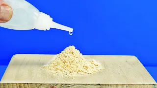 Chemical reaction of Super Glue and Dust. First aid for damaged Wood.Woodworking Tips