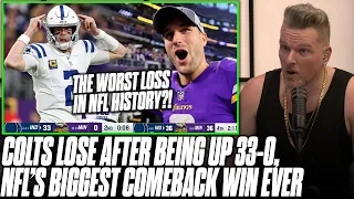 Pat McAfee Reacts To Colts Losing To Vikings After 33-0 Lead, Biggest Comeback In NFL History