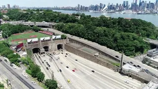 Driving thru Lincoln Tunnel to New York City Manhattan