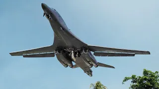 200 Tons US B-1 Aircraft Taking Off With Full Afterburner