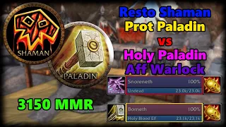 Resto Sham Prot Pally vs Holy Pally Affliction Lock - 3150 MMR