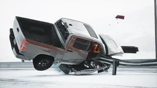 BeamNG Drive - Hydroplane and Icy Crashes #01