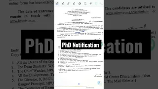 Himachal Pradesh University PhD Admission last date extend #phd #phd_entrance