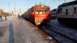 Электропоезд ЭР2Т-7184 станция Апрелевка 30.01.2017