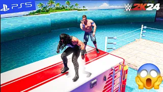 WWE 2K24 - John Cena vs. Roman Reigns - Ambulance in a Water Match | PS5" [4K60]
