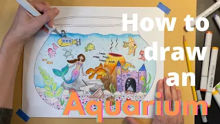 How to Draw an Aquarium / Fish Tank Bowl | Easy Step by Step Tutorial 🐠