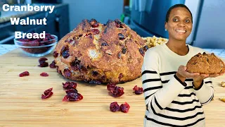 HOW TO MAKE CRANBERRY WALNUT BREAD (NO KNEAD BREAD)