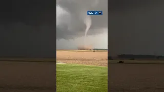 Video from a viewer in Richland, Indiana shows a funnel cloud forming in less than a minute.