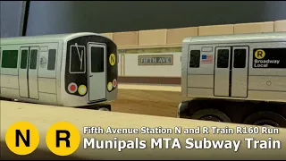 Munipals MTA R160 R and N Trains Fifth Avenue Subway Run with CBTC + passengers on the platform!