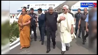 Vice President Jagdeep Dhankhar reaches Jammu. He was received by Lt Governor Manoj Sinha