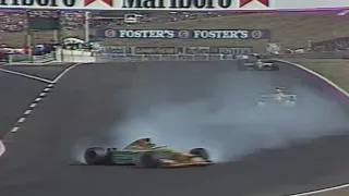 Michael Schumacher loses rear wing | 1992 Hungarian Grand Prix