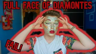 Full Face of Rhinestones! "Drag Makeup" (FAIL!) | Face Mask Friday! | RandomJosh