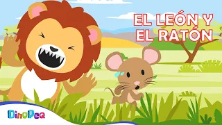 El león y el ratón 🦁🐭| Fábulas de Esopo | Cuentos para niños | DinoPeq 🦖