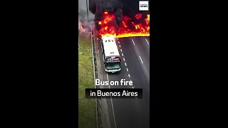 Bus on fire in Buenos Aires