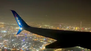 Dubai night city view from sky | flydubai take off from dubai airport DXB