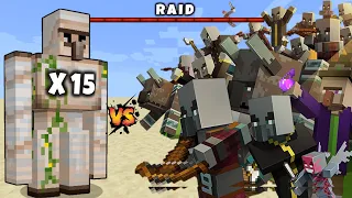 15 Iron Golems vs Raid - Hard Difficulty - Java Edition