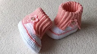 Botinha de milhões 🌹 Botinha de crochê para bebê 9cm / crochet baby booties