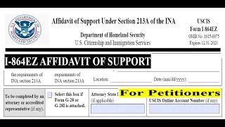 How To Fill out I-864EZ Form Affidavit of Support Step by Step for Petitioner