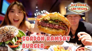 🍔 Trying GORDON RAMSAY Burgers in Las Vegas! (Hell's Kitchen Burger & Idiot Sandwich) | YB vs. FOOD