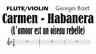 Carmen Habanera Flute Violin Sheet Music Backing Track Play Along Partitura