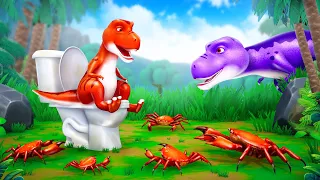 Jurassic Park Toilet Comedy: Baby Dinos Toilet Adventure with Crabs Attack | Funny Comedy Cartoons
