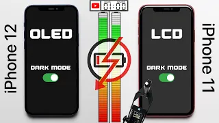 iPhone 12 (OLED) vs. iPhone 11 (LCD) Dark Mode Battery Test