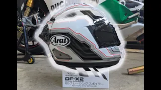 New Arai DF-X2 Diffuser install helmet spoiler Light smoke tint. How to Diy on Corsair X motorcycle