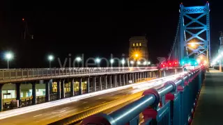 Night Traffic on Ben Franklin Bridge, Philadelphia - Stock Footage | VideoHive 13609666