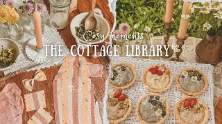 Spring in The Cottage Library | Cosy ASMR: cute pasta, homemade bread, fruit tartlets, paper decor