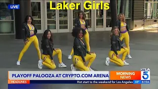 Laker Girls (Los Angeles Lakers Dancers) NBA Dancers 4/21/2023 KTLA Morning News dance performance