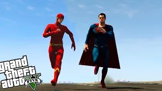 QUIEN ES MAS RAPIDO FLASH O SUPERMAN | GTA 5 MODS